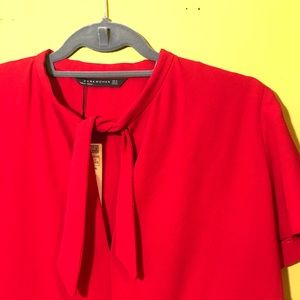 NWT Zara Red Mini Dress with Neck Tie